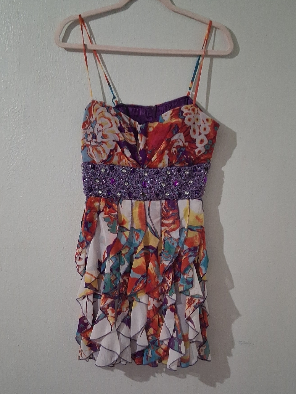 B.SMART Floral Beaded Waist party Dress